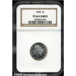 1898 5C PR66 Cameo NGC. A beautiful black and whi