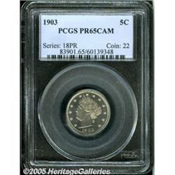 1903 5C PR65 Cameo PCGS. The dies are rotated 180