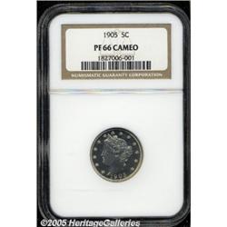 1905 5C PR66 Cameo NGC. Fully struck with glitter