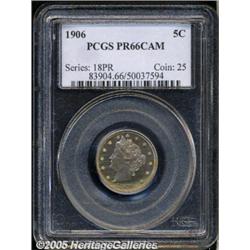 1906 5C PR66 Cameo PCGS. This originally toned Ge