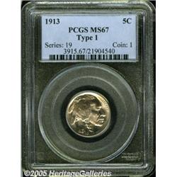 1913 5C Type One MS67 PCGS. A bright Superb Gem t