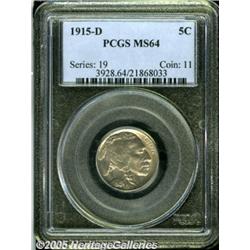 1915-D 5C MS64 PCGS. Lustrous surfaces reveal a t