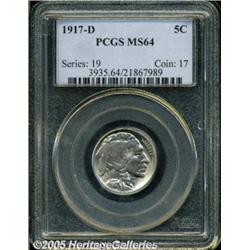 1917-D 5C MS64 PCGS. A very thin veil of champagn