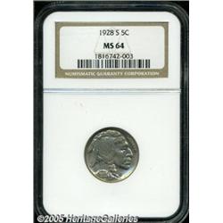 1928-S 5C MS64 NGC. This unmarked near-Gem has a 