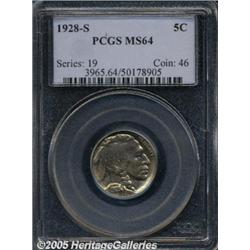 1928-S 5C MS64 PCGS. An unabraded and rather proo