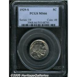 1929-S 5C MS66 PCGS. A beautiful premium Gem, bat