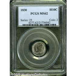1830 H10C MS62 PCGS. V-7, LM-7, R.2. Golden-brown