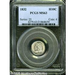 1832 H10C MS63 PCGS. V-1, LM-3, R.1. Essentially 