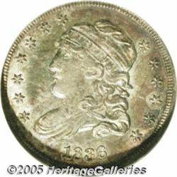 1836 H10C 3/Inverted 3 MS63 NGC. V-4, LM-3, R.1. 