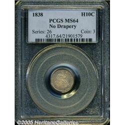 1838 H10C Large Stars MS64 PCGS. Golden-gray surf