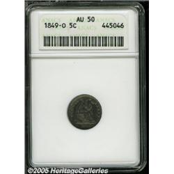 1849-O H10C AU50 ANACS. Deep electric-blue and la