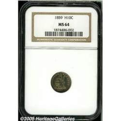 1859 H10C MS64 NGC. Attractively toned in rose-re