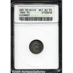 1864 H10C --cleaned--ANACS. Unc Details. Net AU55