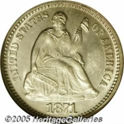 1871 H10C MS66 NGC. A superlative type coin and a