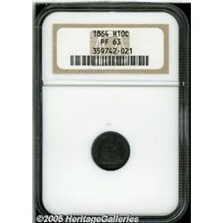 1864 H10C PR63 NGC. Fully toned in deep aquamarin