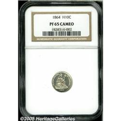 1864 H10C PR65 Cameo NGC. A brilliant and needle-