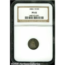 1866 H10C PR65 NGC. Lavender, plum, and peach col