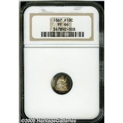 1867 H10C PR64 NGC. The untoned centers are frame