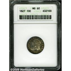 1827 10C MS60 ANACS. JR-3, R.1. Golden-brown, ele