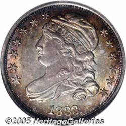 1833 10C MS65 NGC. JR-9, R.2. A gorgeous toned co