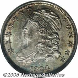 1834 10C Large 4 MS65 NGC. JR-2, R-3. Aquamarine,