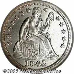 1845 10C MS65 NGC. Repunched Date. Variety 101. T