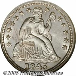 1845 10C MS66 NGC. Repunched Date. Variety 101. 1