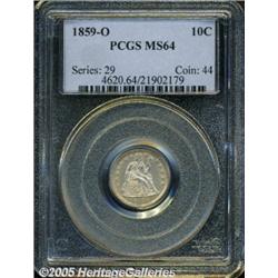 1859-O 10C MS64 PCGS. Lustrous surfaces are nearl