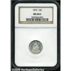 1876 10C MS66 NGC. Type One Reverse. A stone-wh 1