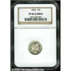 1894 10C PR66 Cameo NGC. This gorgeous white Barb