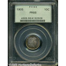 1905 10C PR66 PCGS. Well struck with watery field
