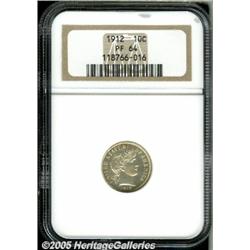 1912 10C PR64 NGC. Near-brilliant surfaces exhibi