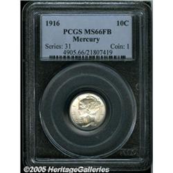 1916 10C MS66 Full Bands PCGS. Sharply struck, hi