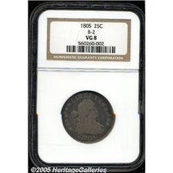 1805 25C VG8 NGC. B-2, R.3. The 5 in the date tou