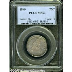 1849 25C MS63 PCGS. Quite lustrous for this moder
