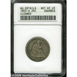 1855-O 25C Arrows--Cleaned--ANACS. AU Details, Ne