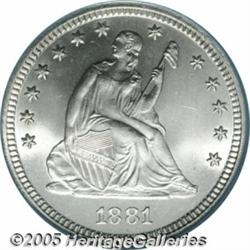 1881 25C MS66 PCGS. Business strike Quarter produ