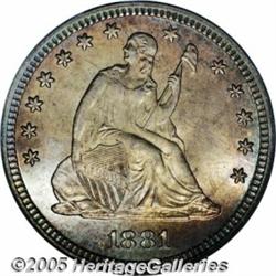 1881 25C MS66 PCGS. Stars six through eight are i
