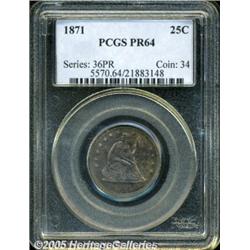 1871 25C PR64 PCGS. Sharply struck, with gray-gol