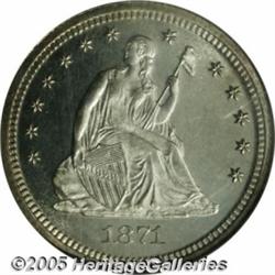 1871 25C PR66 Cameo NGC. Just 960 proofs were min