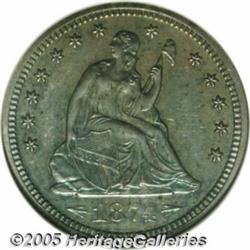 1874 25C Arrows PR64 NGC. Deep aquamarine color f