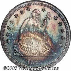 1877 25C PR67 Cameo NGC. Delicious cobalt-blue, g