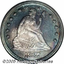 1887 25C PR66 NGC. The glittering deeply reflecti