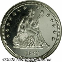 1889 25C PR66 Cameo NGC. A spectacular Seated Lib