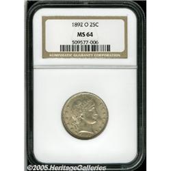 1892-O 25C MS64 NGC. Type One Reverse. Well struc