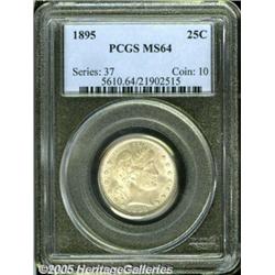 1895 25C MS64 PCGS. Sharply struck, with olive-gr