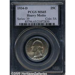 1934-D 25C Heavy Motto MS65 PCGS. Beautifully dee