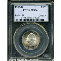 1935-D 25C MS66 PCGS. Lustrous surfaces are visit