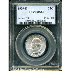 1939-D 25C MS66 PCGS. Variegated ice-blue, beige-