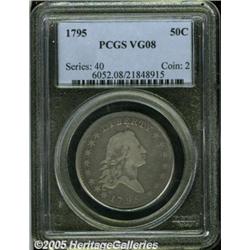 1795 50C 2 Leaves VG8 PCGS. O-102, R.5. A nearly 
